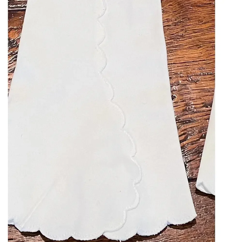 Vintage Long White Gloves, Scalloped Edges and Trim, Retro